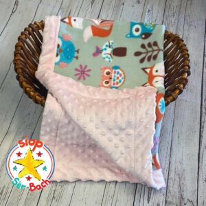 Fleece Owl pink Baby blanket