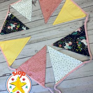Yellow and pink unicorn bunting