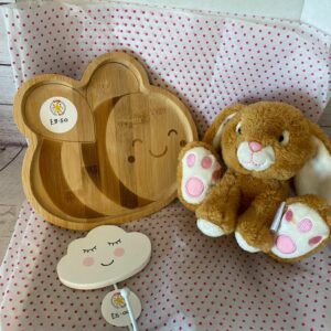 Bamboo plate and soft toy gift se