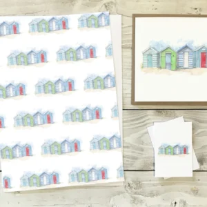 beach hut gift wrap and tag pack