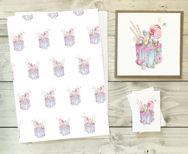 cake gift wrap and tag pack