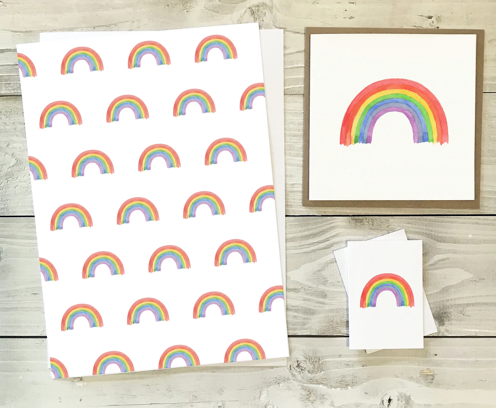 rainbow gift wrap and tag pack