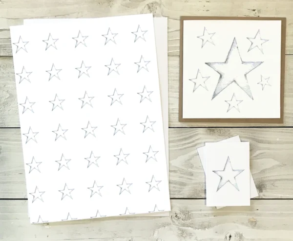 star gift wrap and tag pack