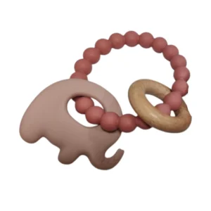 Elephant Teether Beads- pink haze